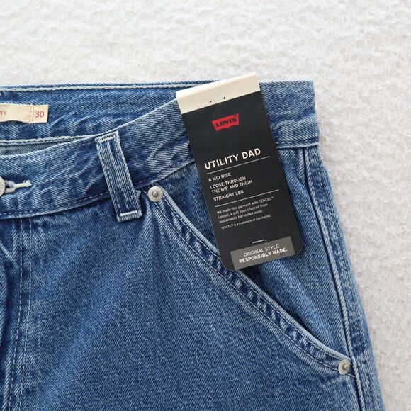Levi's Loose Fit Jeans Women's 30 Blue Utility Dad Mid Rise Straight Leg Big E - Picture 6 of 13